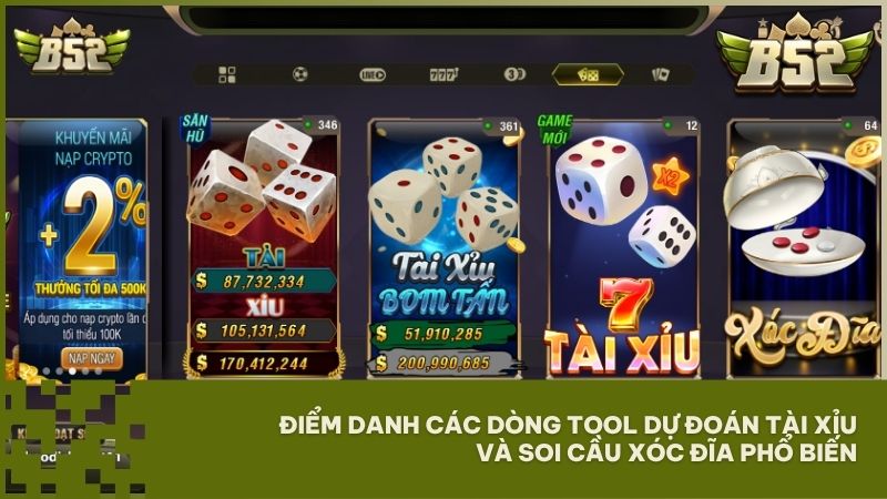 Tool dự đoán tài xỉu, xóc đĩa và bầu cua là các dòng tool dự đoán phổ biến đang được cộng đồng quan tâm nhất