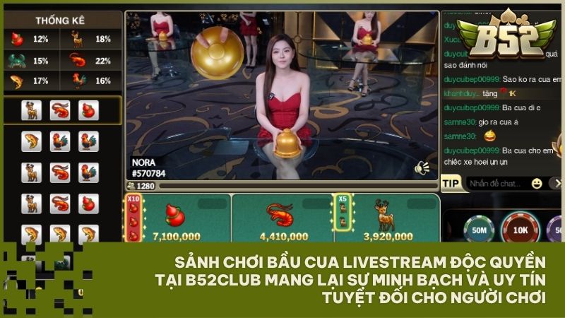 Bầu cua Big Win B52Club với giao diện casino trực tiếp đẳng cấp cùng những Dealer cực kỳ quyến rũ