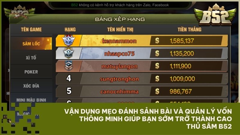 Chiến thuật nhớ bài và quản lý vốn thông minh giúp bạn dễ dàng bất bại tại Sâm B52 Club