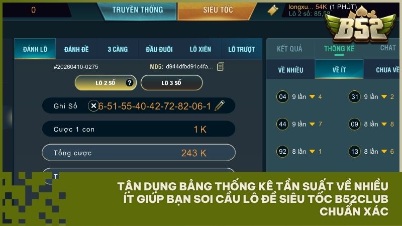 Sử dụng tính năng phân tích số về nhiều ít để gia tăng cơ hội thắng lớn tại lô đề siêu tốc B52Club