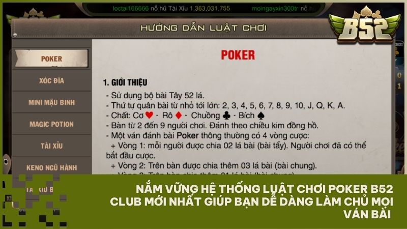 Nắm rõ quy tắc chơi Poker B52 Club để tự tin giành lấy phần quà đổi thưởng hấp dẫn nhất