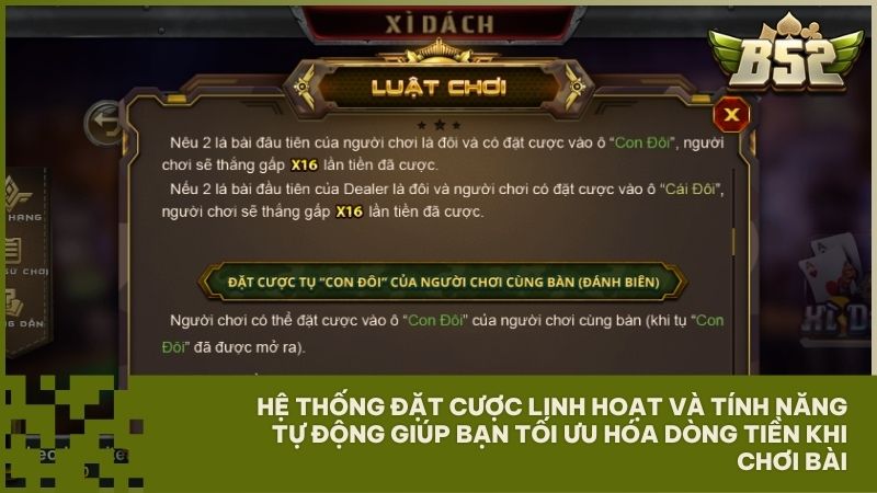 Giao diện cược hiện đại tích hợp tính năng tự động rút bài giúp bạn tối ưu hóa chiến thuật từng ván