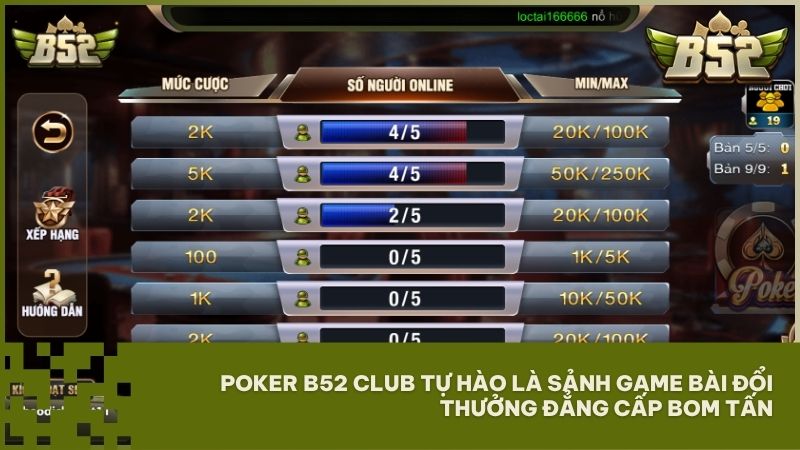 Poker B52 Club là sảnh game bài đổi thưởng hội tụ đầy đủ các yếu tố về bảo mật, xanh chín và cực hấp dẫn