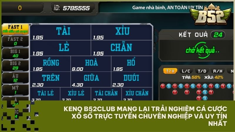 Keno B52 Club mang phong cách quân đội cực kỳ lôi cuốn và kịch tính