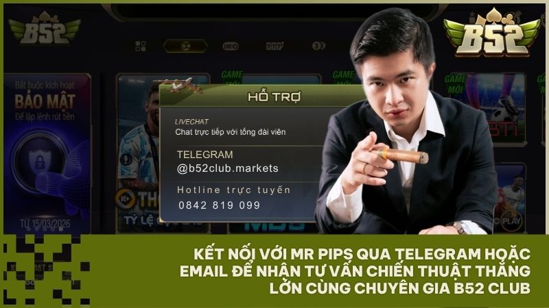 Hãy kết nối với tác giả Mr Pips qua Telegram và Email để nhận hỗ trợ chiến thuật chuyên sâu tại B52 Club.