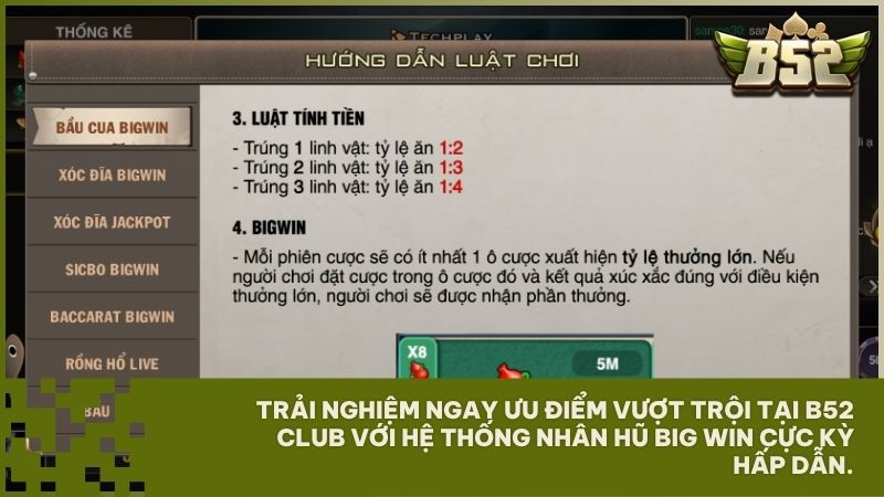Sự minh bạch cùng tỉ lệ trả thưởng cao là ưu điểm giúp B52 Club chinh phục mọi cược thủ khó tính