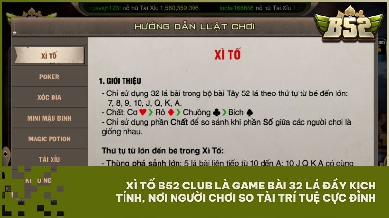 Xì Tố B52 Club, game bài online đổi thưởng hấp dẫn với cơ chế đấu trí đỉnh cao nhất
